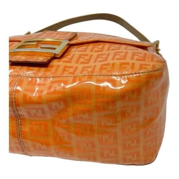 Fendi Zucchino Mama Forever Patent Leather Orange Baguette Shoulder Bag - Picture 8 of 16